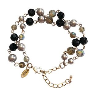 Beaded Black Silver Bracelet